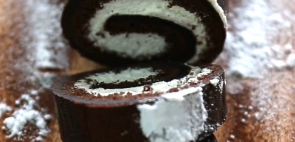 מתכון עוגת רולדה שוקולד – עוגת רולדת שוקולד שוויצרית ללא אפיה