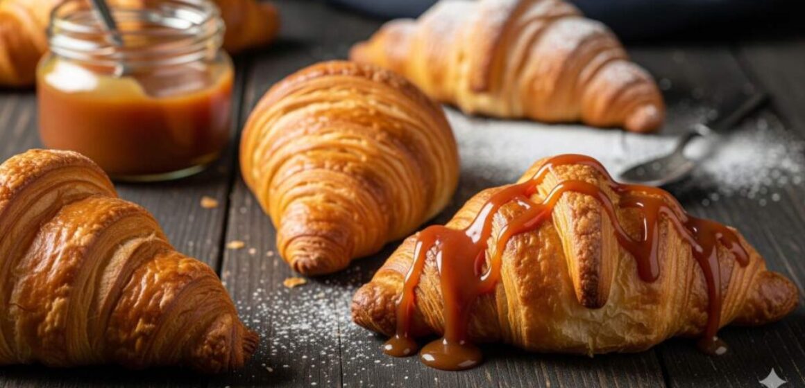 קרוקי: מתכון לקרואסונים ביתיים רכים עם רוטב קרמל עשיר