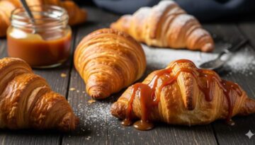 קרוקי: מתכון לקרואסונים ביתיים רכים עם רוטב קרמל עשיר