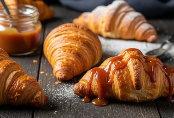 קרוקי: מתכון לקרואסונים ביתיים רכים עם רוטב קרמל עשיר