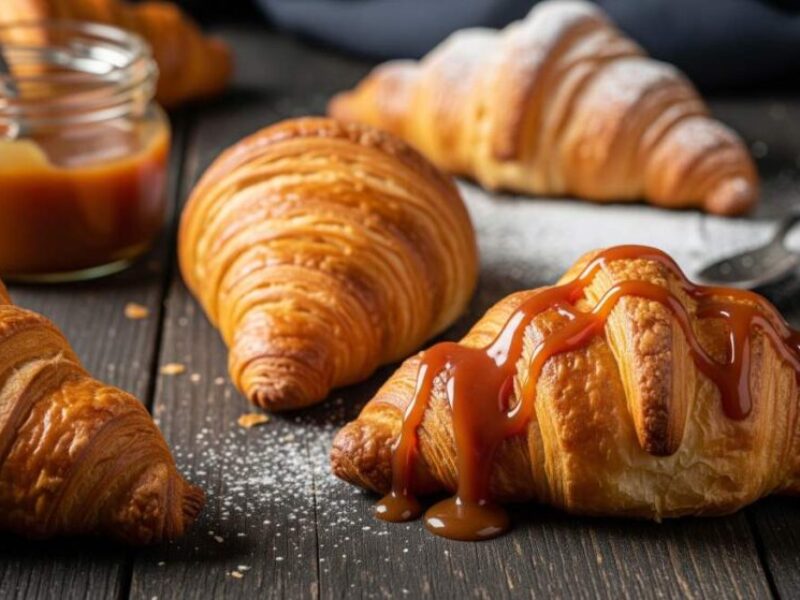 קרוקי: מתכון לקרואסונים ביתיים רכים עם רוטב קרמל עשיר